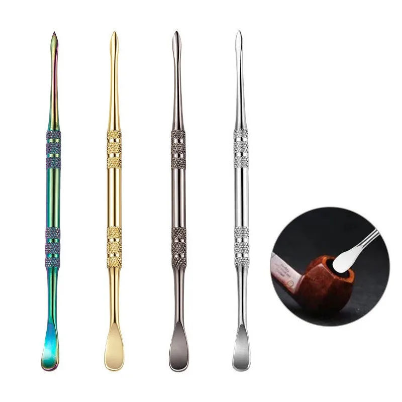 Nail art dead skin steel push Metal spoon Smoking Pipe oil cleaning Snuff spoon Candle Carving Pressing Rod Tool Men women Gift view 4