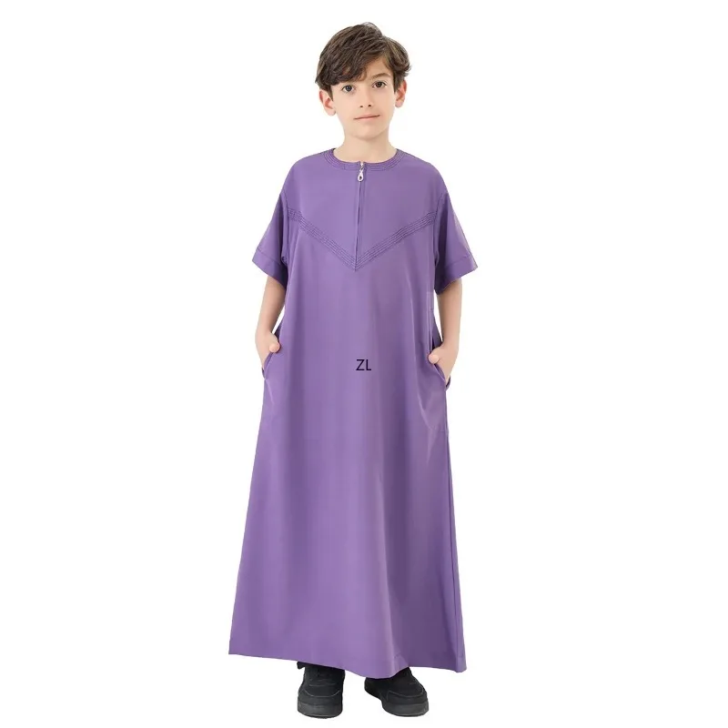 Eid Djellaba Boy Kids Jubba Thobe Muslim Islam Child Clothing Saudi Arabic Robe Turkey Dubai Abaya Kaftan Ramadan Zipper Thoub