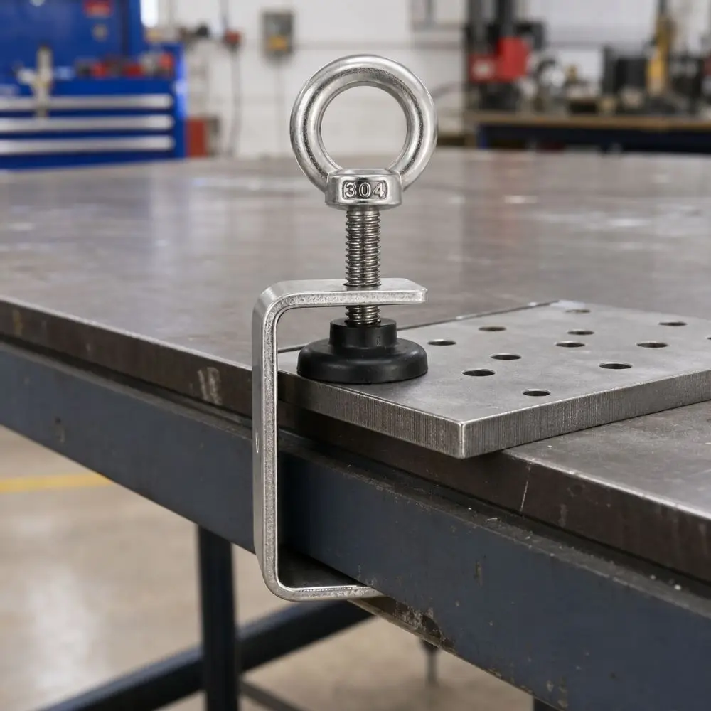 1 pièce Collier de serrage carré en acier inoxydable 304 avec anneau de traction, ouverture 20-100mm, robuste, réglable, support fixe, fixation de quincaillerie