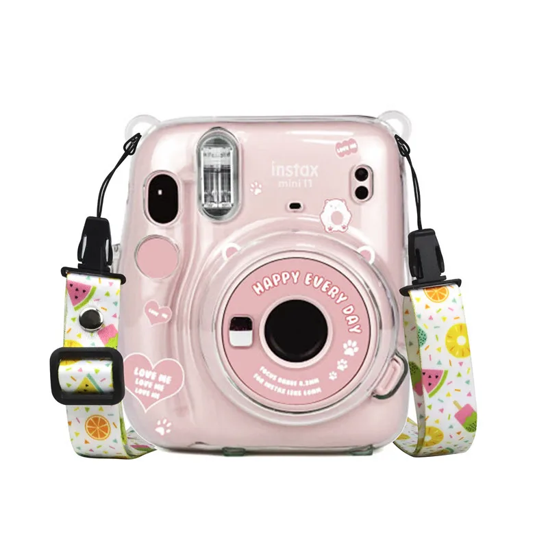 For Fujifilm Instax Mini 11 Transparent Camera Case Protective Carry Bag Case Photo Storing Box Cover with Shoulder Strap