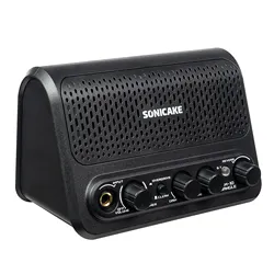 SONICAKE Mini Dual 5W Guitar Combo Amplifier Speaker Clean Overdrive Reverb Effects USB Chargeable Bluetooth Audio QAM-10
