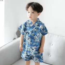 Summer Children Yukata Clothing Girl Boy Japanese Kimono Baby Dress Kids Yukata Costume Traditional Kimono Cotton Pajamas