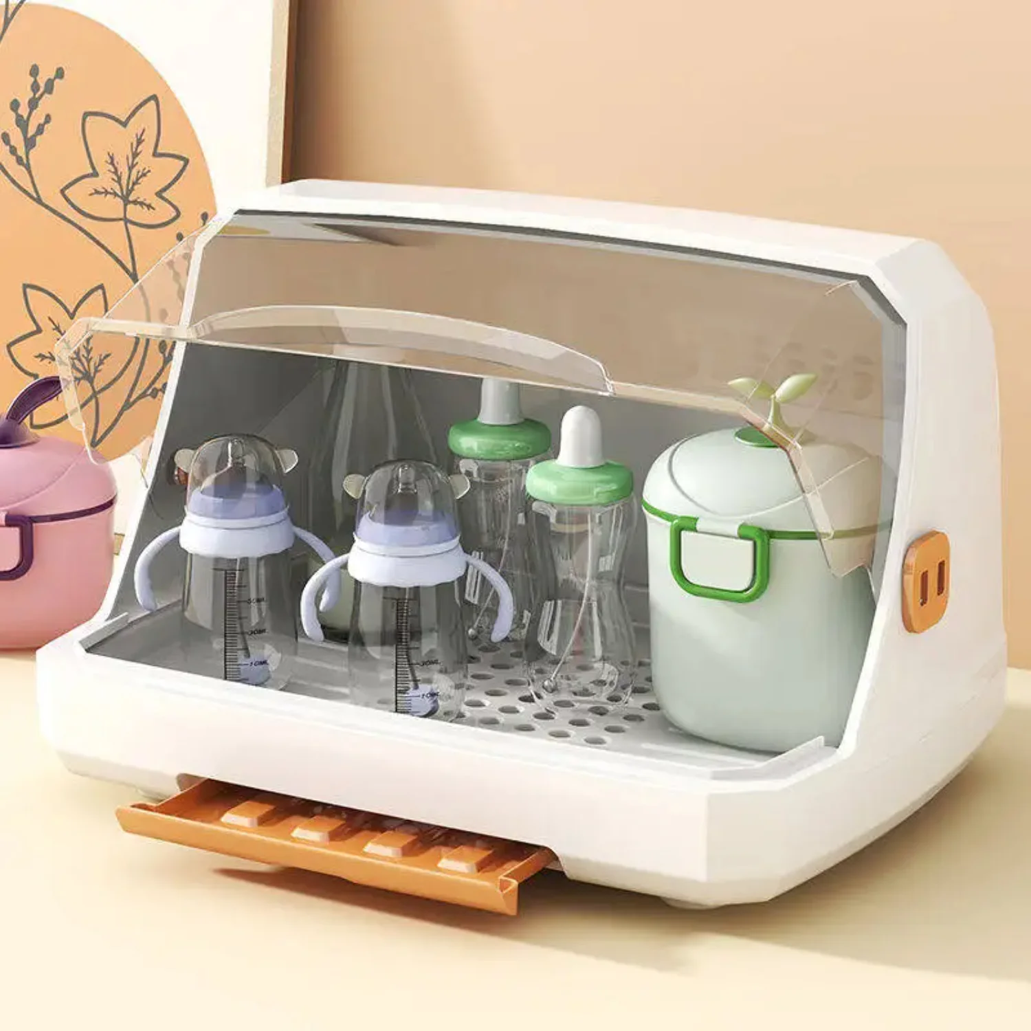 

Milk Bottles With Large Drying Rack Box Cabinet Countertops