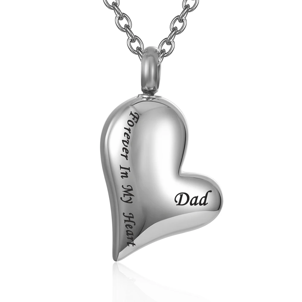 Cremation Necklace - Stainless Steel Ashes Pendant for Human Ash, Memorial Urn Jewelry Keepsake