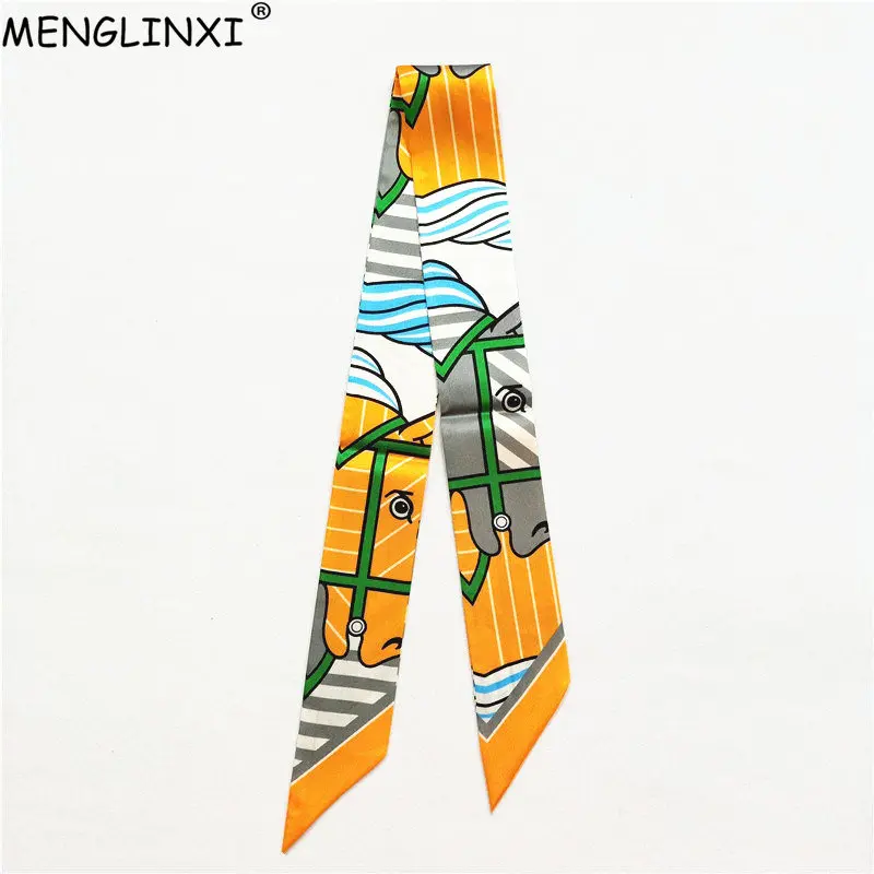 2024 New Design Horse Brand Silk Scarf Women Hair Scarf Fashion Neckerchief Skinny Scarves For Ladies Bag Ribbons Womens Tie