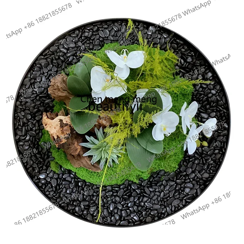 G153  Round Table Middle Decoration High Simulation Moss Fake Flower Hotel Coffee Table Restaurant round Table Turntable Decorat