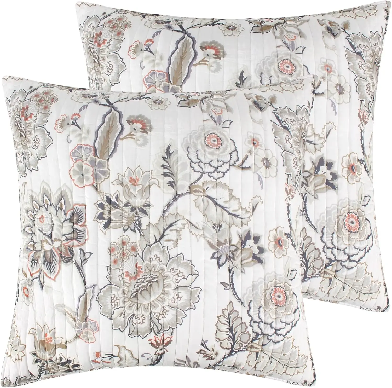 

Plaid Euro Sham Set of 2 - Grey Taupe Blush Cream - 26x26in - No Insert - Rayon/Cotton