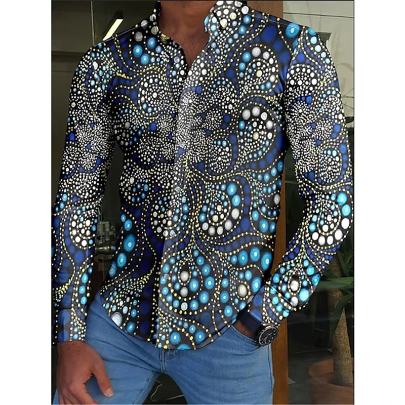 Camisas hawaianas con estampado 3d para hombre, camisa Vintage de manga larga con cuello en V para playa, Tops de gran tamaño, ropa masculina