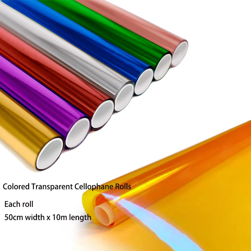 

10m/Roll Colored Transparent Cellophane Rolls For Gift Wrapping DIY Crafts Flower Packaging Materials Supplies
