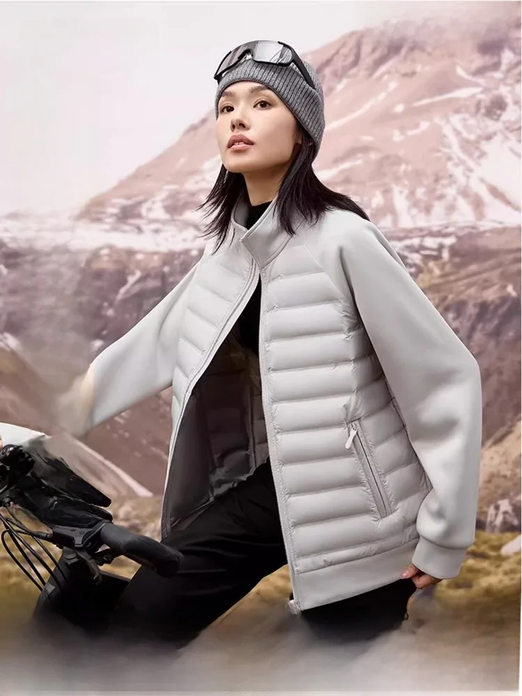 

Yaloo ort Spliced down Jaet Women's Sport Fitn Winter New Cold Resistant Warm Lightweight Stand Collar Outerwear