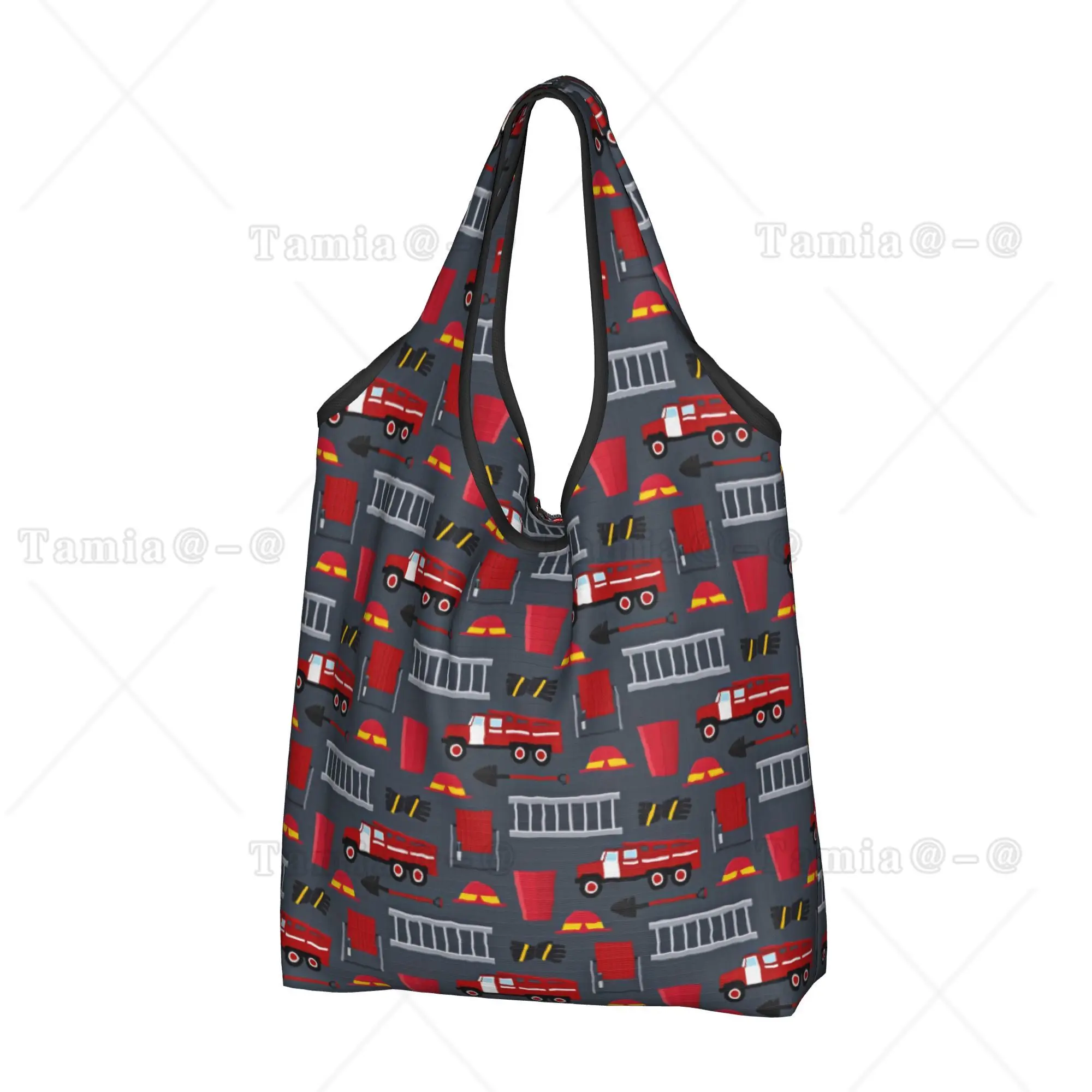 Recycling Firefighter Fire Truck Ambulance  Shopping Bag Women Tote Bag Portable Tow Truck Police Car Groceries Shopper Bags