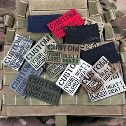 Nazwa taśmy Tag marka niestandardowe cięcie laserowe IR IFF odbicie podczerwieni Patch czarne litery Morale taktyki wojskowe Airsoft