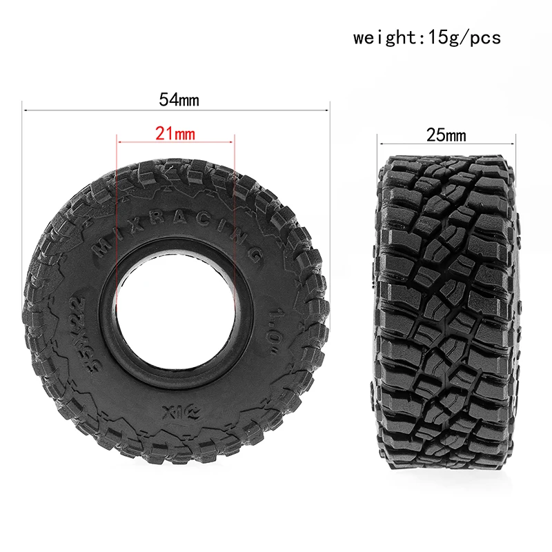 RC Car 4PCS 1.0 Wheel Tires Tires 55*22mm for TRX4M 1/24 RC Crawler Axial SCX24 FMS FCX24 RC Car Upgrade