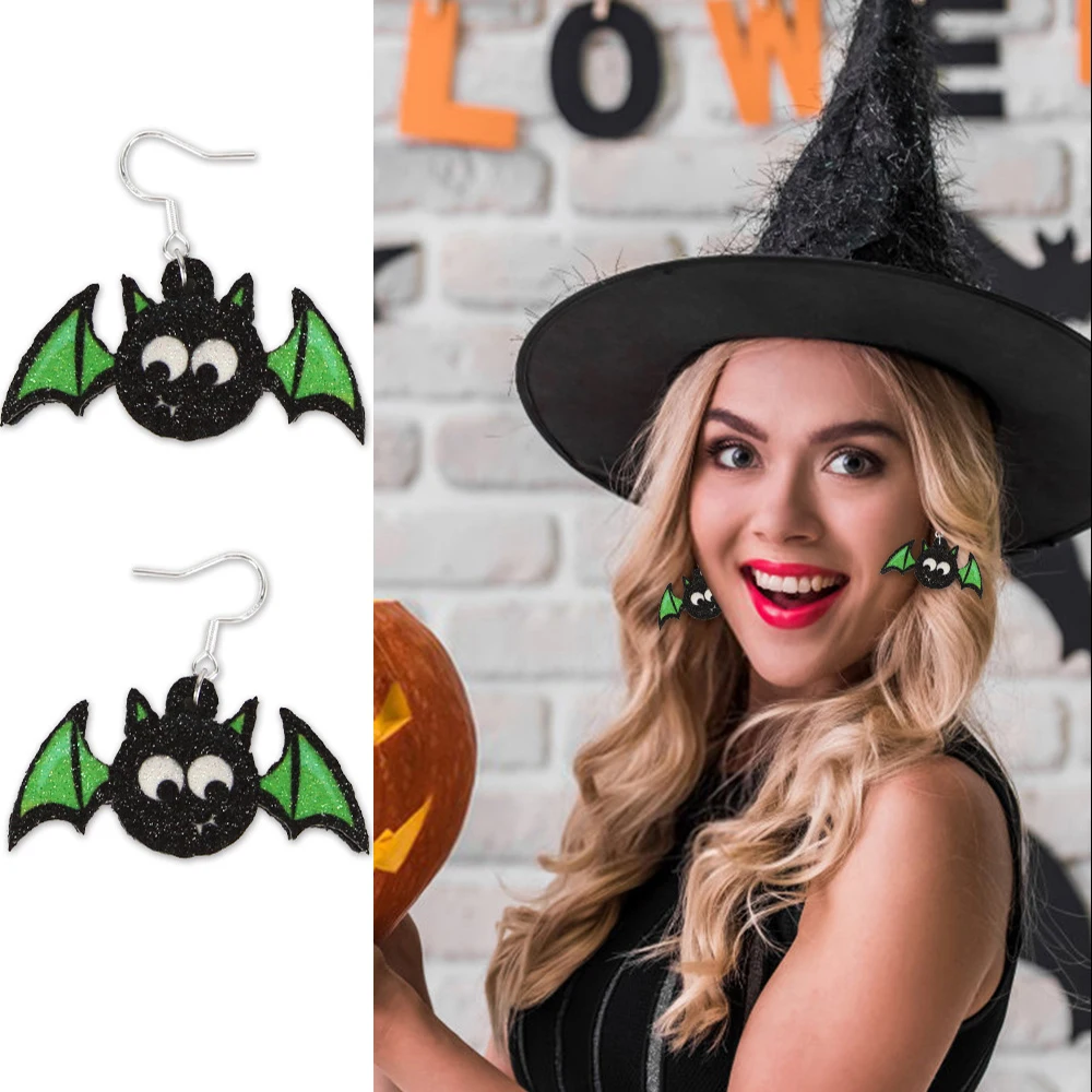 Cross-Border New Halloween Earrings, Spider Bat Earrings, Party Decorations For Adults And Children, Scary And Funny Earrings