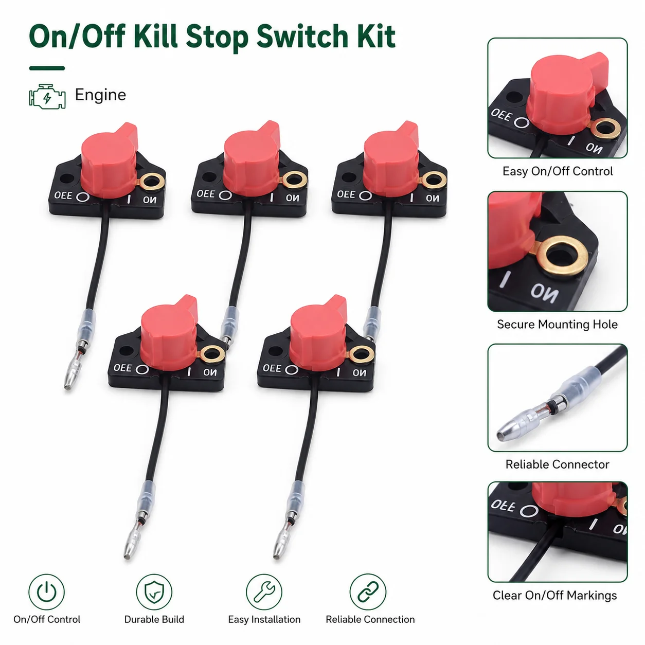 5Pcs On/Off Kill Stop Switch Kit For Robin SUBARU EY15,EY20,EY28,EY27,EX13,EX17,EX21,EX27,EX30,EX35,EX40,EH36,EH41 Engine Parts
