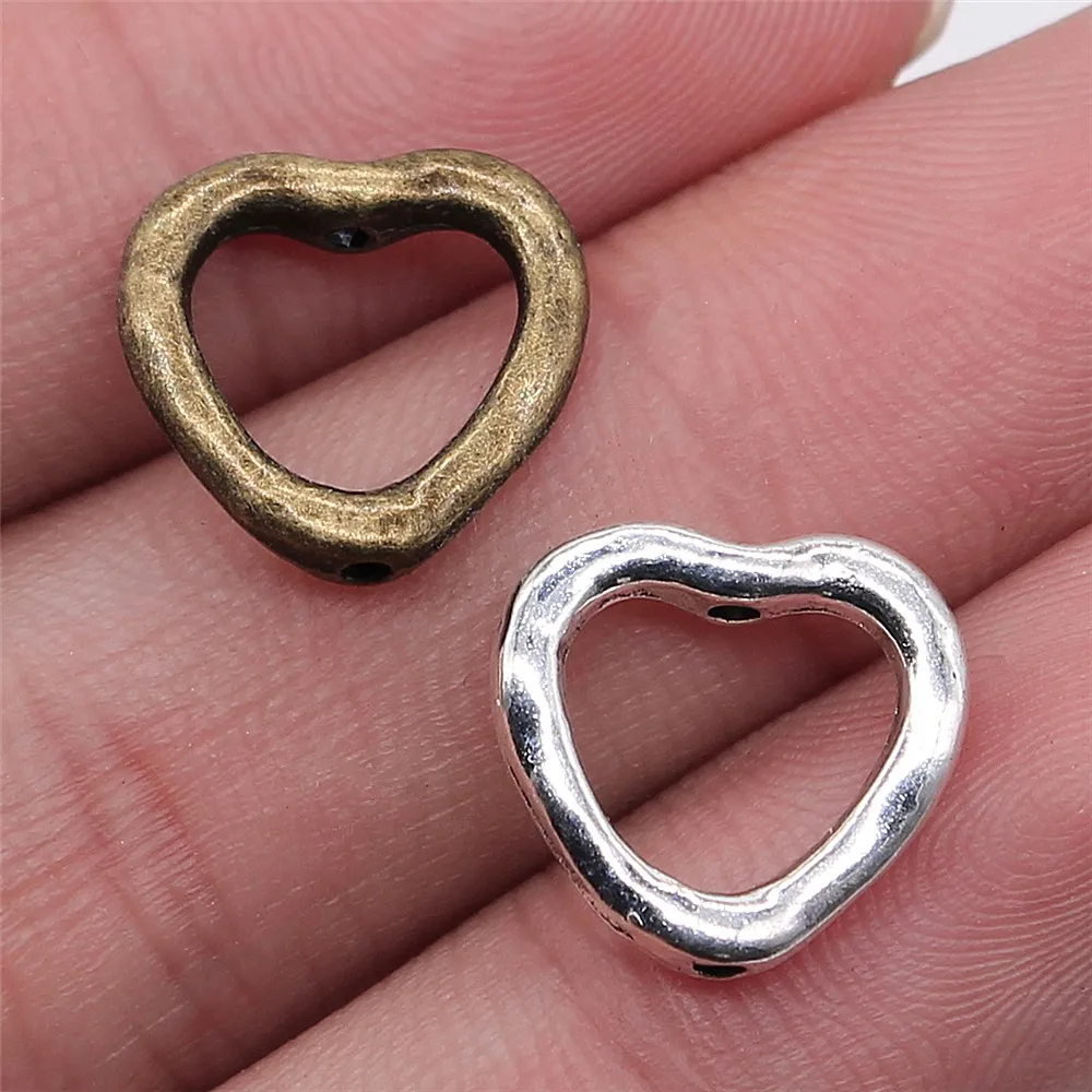 WYSIWYG 20pcs 13x14mm Heart Small Hole Beads Heart European Small DIY Beads Heart Beads Charms