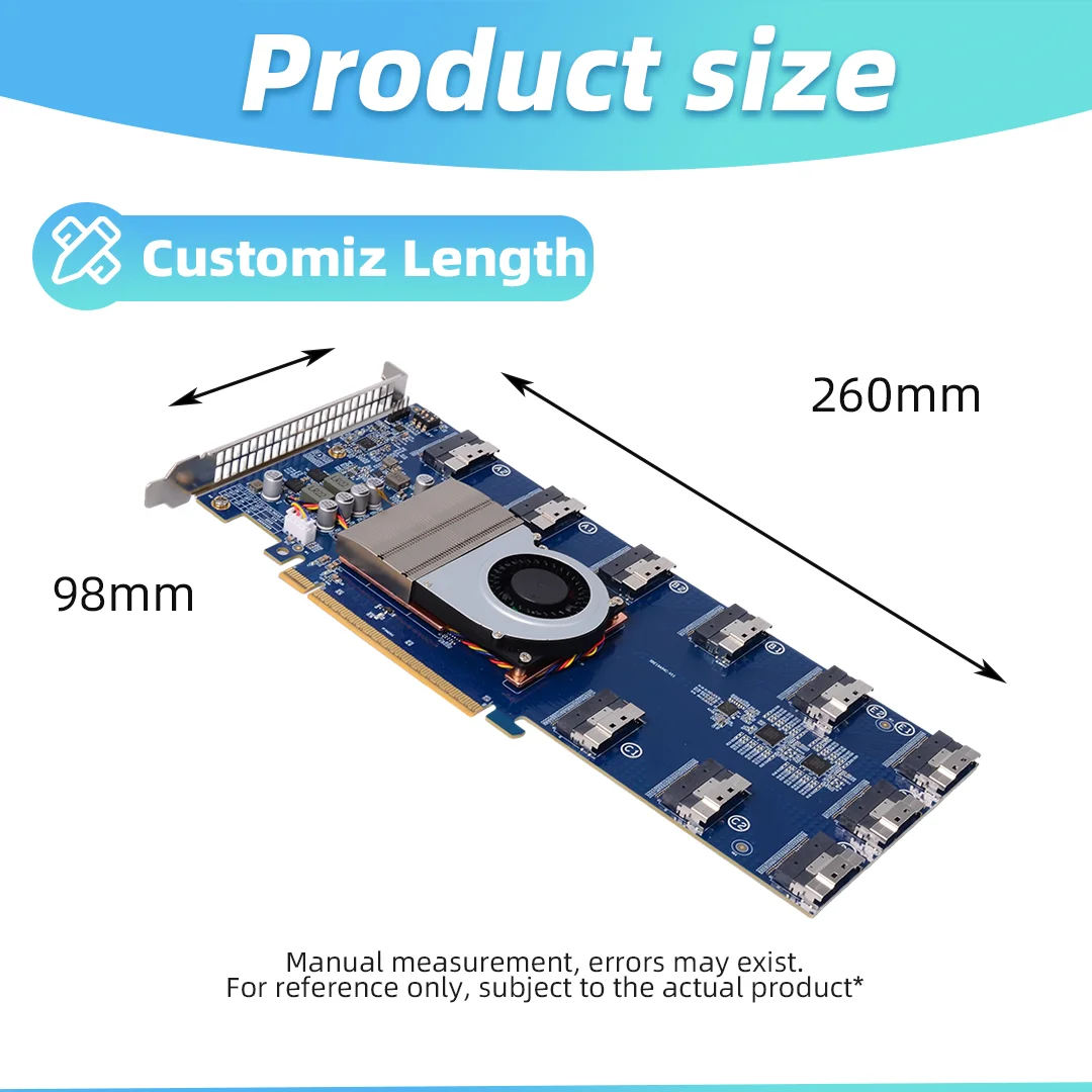 PLX88096 Expansion Card SWITCH Required X16 SFF-8654 Riser 10 Ports To 5 PCIE 4.0 X16 /10 PCI-E 4.0 X8 Connect U.2 Hard Drives