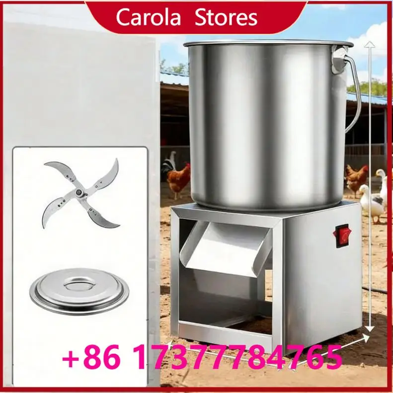 Stainless Steel Feed Grinder & Grass Chopper, Multifunctional Vegetable Shredder for Chicken Livestock Breeding