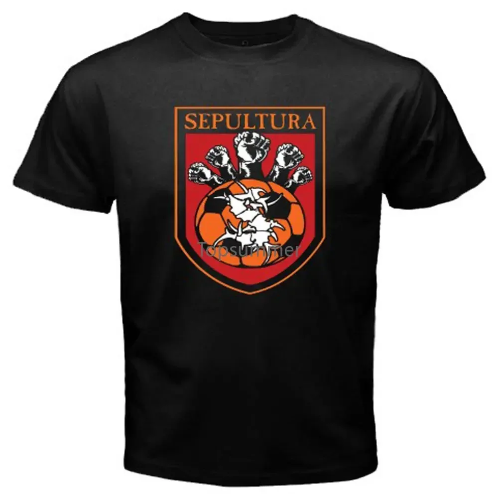 

New Sepultura Metal Rock Band Footballer Logo Men'S Black T-Shirt Size S-3Xl Tee Shirts Casual Short Sleeve