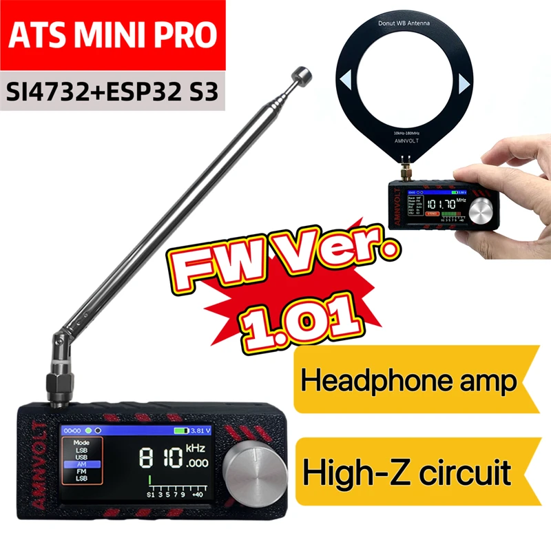 

New Upgrade SI4732 0.5-108mhz Mini Pocket Radio 1.9inch IPS Screen HF SW MW VHF Radio with Antenna All Band Radio Receiver