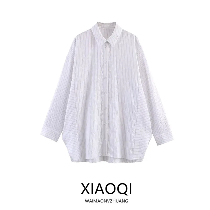 

Spring 2026 Women's Faion Loose Long Sve Collared Striped irt Versatile New Arrival Commute Sle Other Material irt
