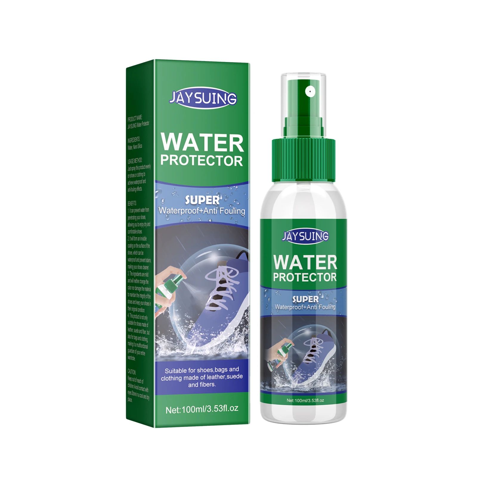 Jaysuing footwear waterproof spray, leather boots hydrophobic cleaning anti-stain dirt odorless portable spray