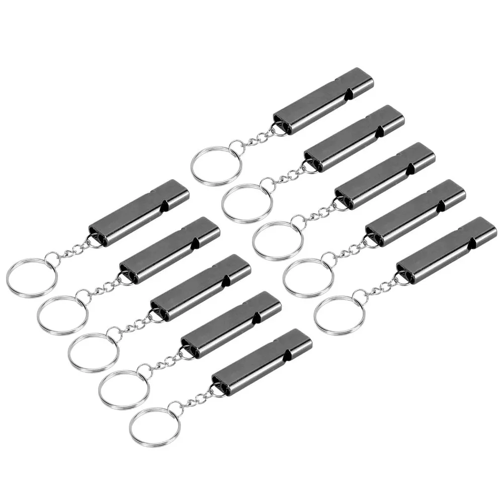 10 Pcs Aluminum Alloy Emergency Survival Whistle 120dB Loud Loud Sound Double Tube Whistle High Frequency Whistle Outdoor Sports