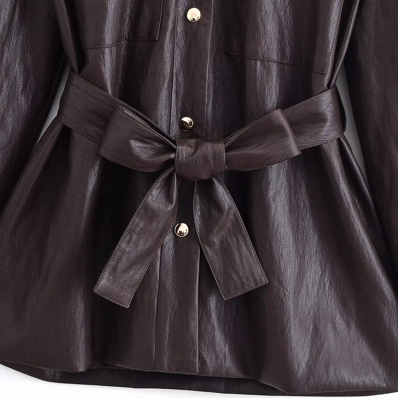 جايت جلدي طويل أنيق مع حزام خريفي جديد Sle ملابس نسائية ملابس خارجية متعددة الاستخدامات من ألياف البوليستر مشهد Busin