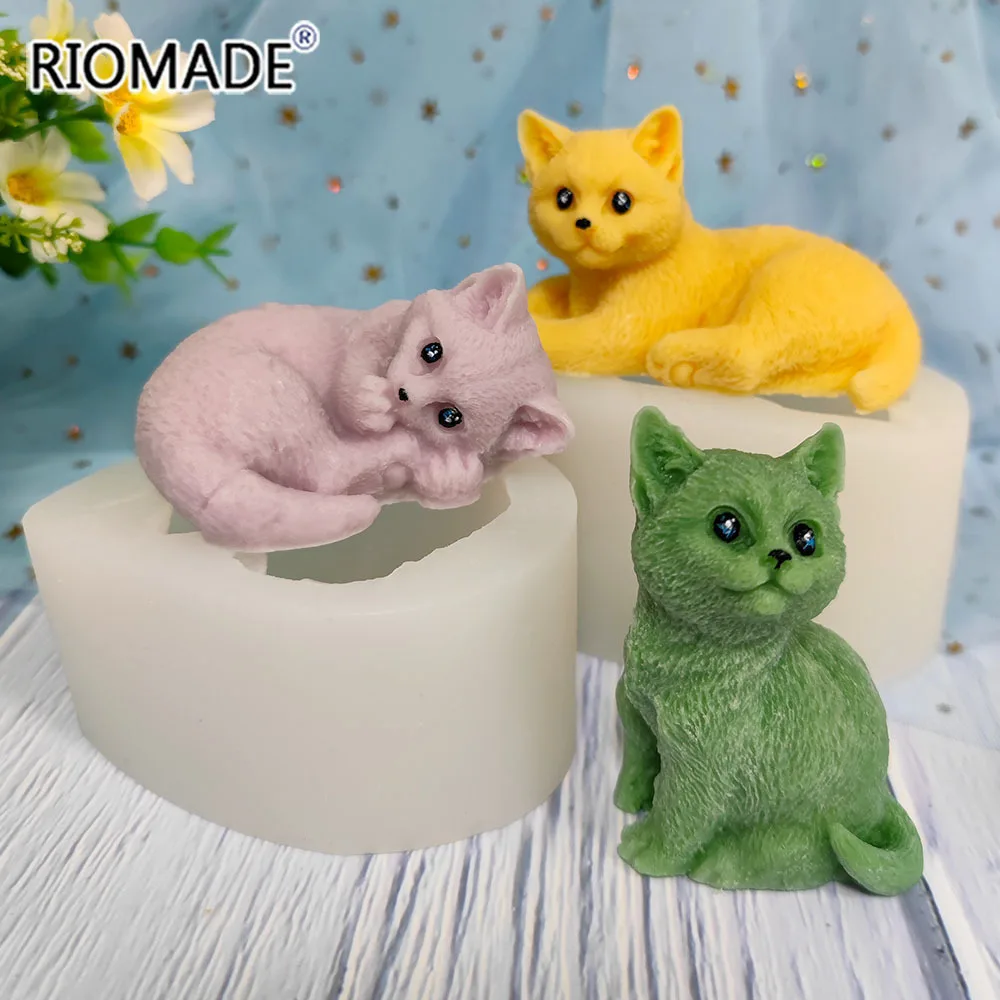 3D Cat Silicone Candle Mold Cute Kittens Styles DIY Handmade Crafts Making Wax Soap Aromatherapy Gypsum Epoxy Resin Mould