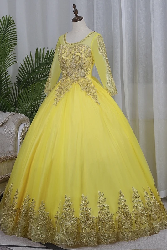 Quinceanera Dresses Loang Sleeve Prom Dress Sweet Party Dress Elegant Ball Gown Classic Lace Real Photo Vestidos Plus Size