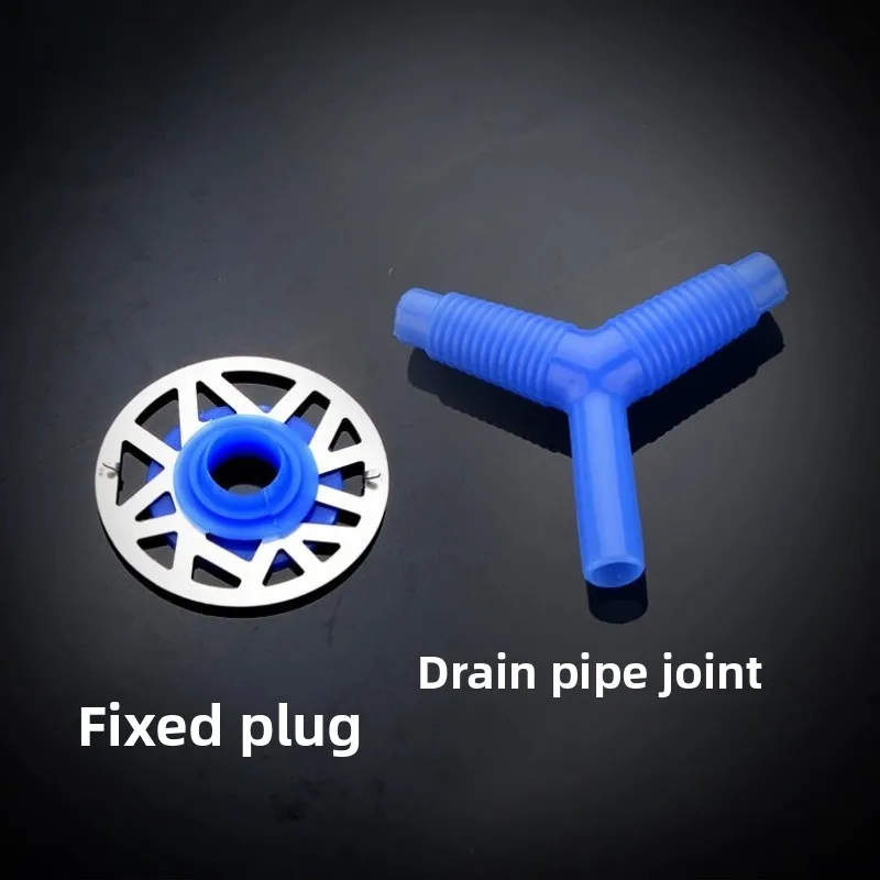 1PCS Silicone Washing Machine Floor Drain - White/Blue Tee & Elbow Connectors, Leak-Proof Design