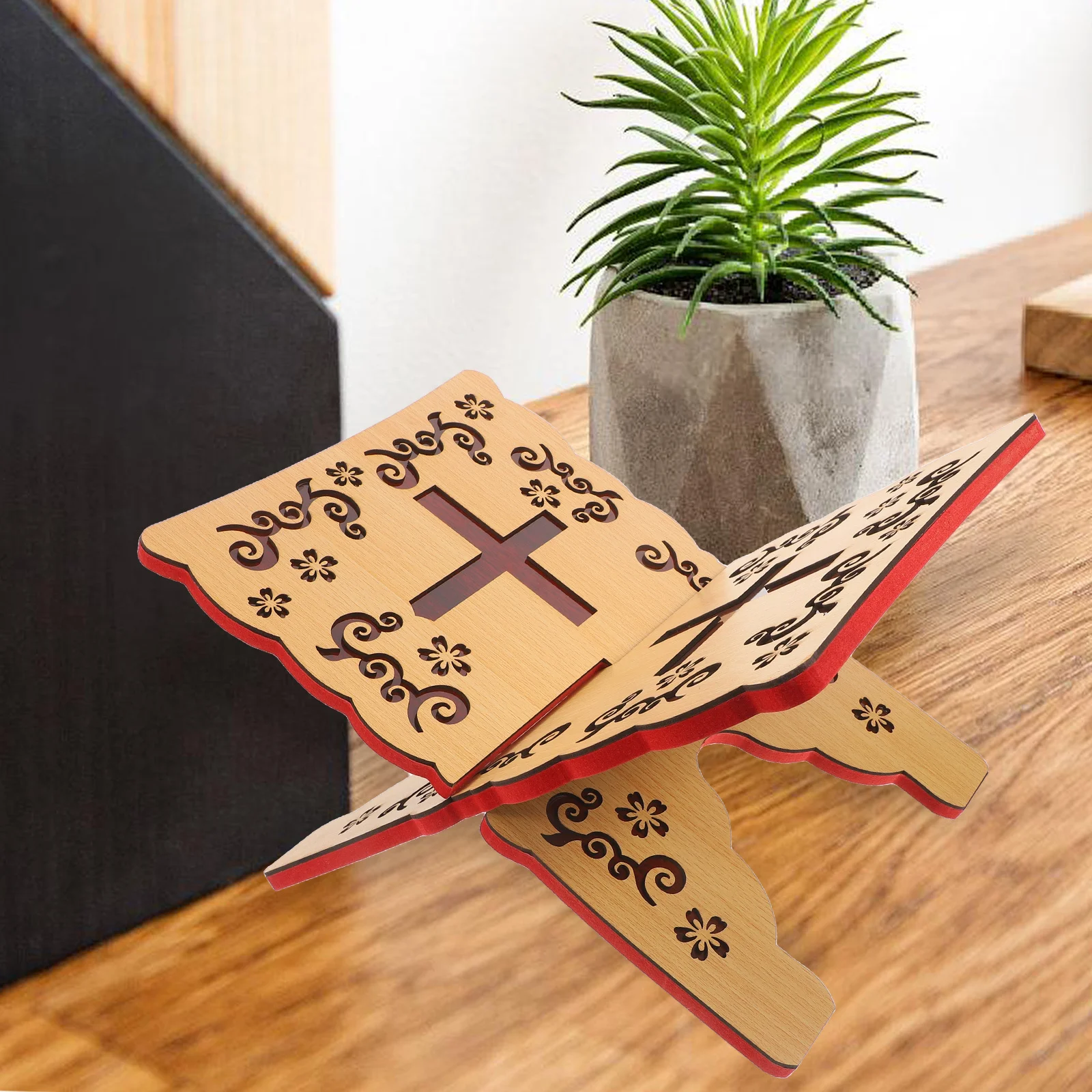 

Elegant Wood Quran Book Holder Muslim Reading Stand Desktop Bible Rack Sturdy Multifunctional Book Support Shelf