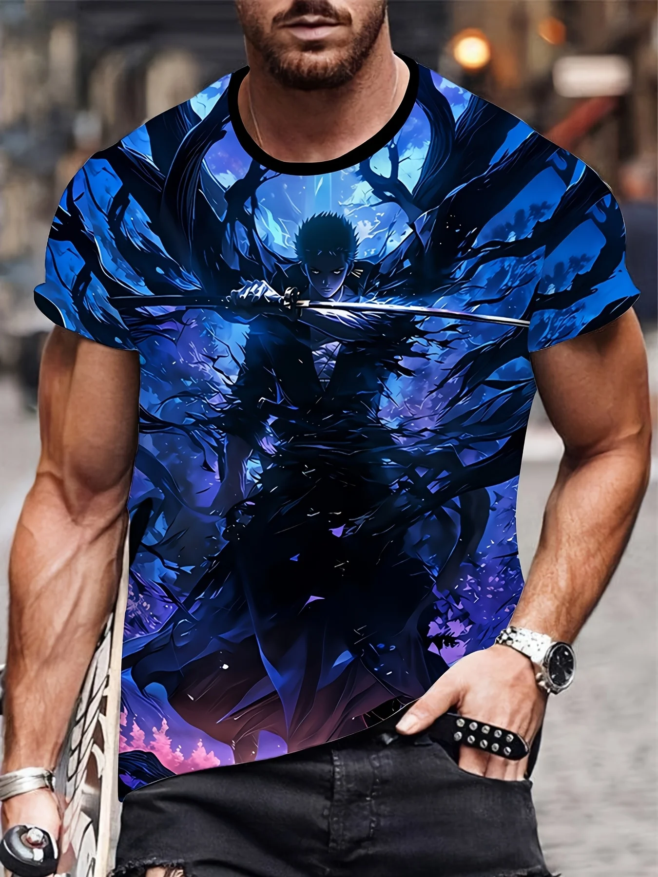 

Мужская футболка с аниме-мангой — 3D-принт самурая-воина и ниндзя, повседневная летняя футболка с круглым вырезом и короткими рукавами
