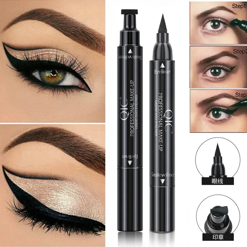 Penna per eyeliner liquido con timbro a sigillo grande Matita per eyeliner nera impermeabile ad asciugatura rapida con eyeliner Cosmetici per eyeliner a doppia estremità