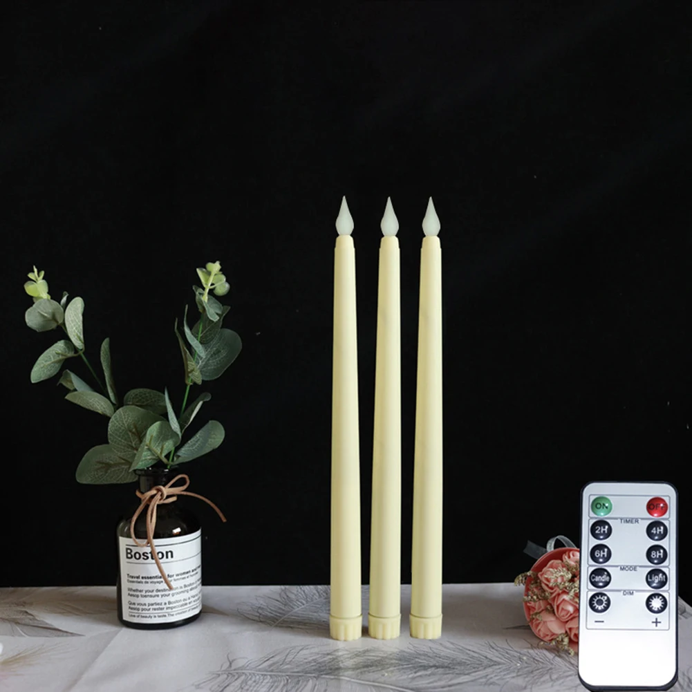 

3/6Pcs LED Flameless Taper Candles Light, Battery Operated LED Flameless Long Candle Lamp for Home Dinner Table Party Decor