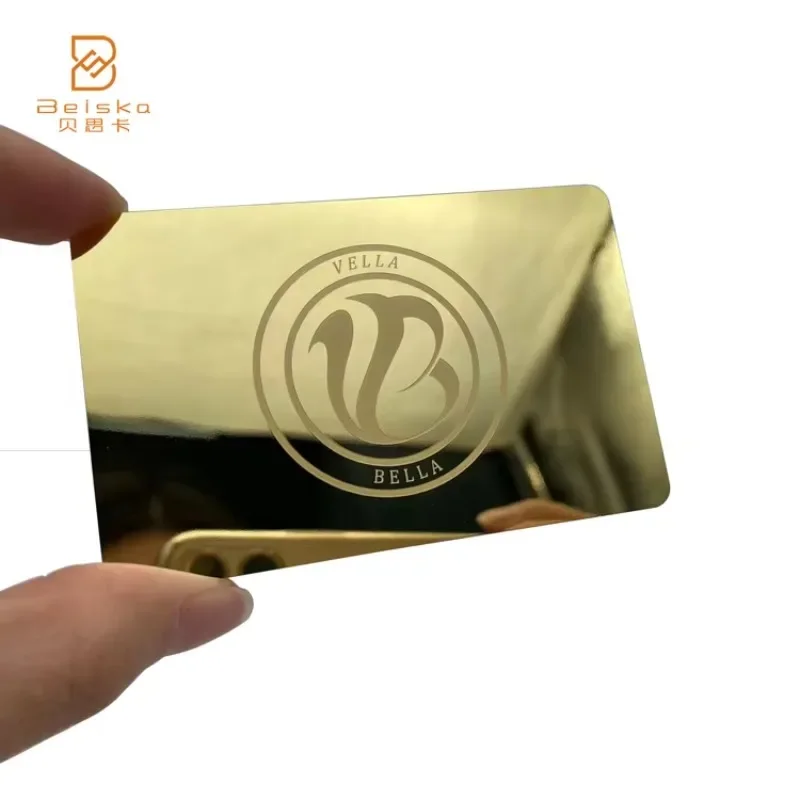 Изготовленная на заказ открытка из нержавеющей стали 304, серебряная зеркальная отделка, персонализированная металлическая лазерная резка, черная визитная карточка