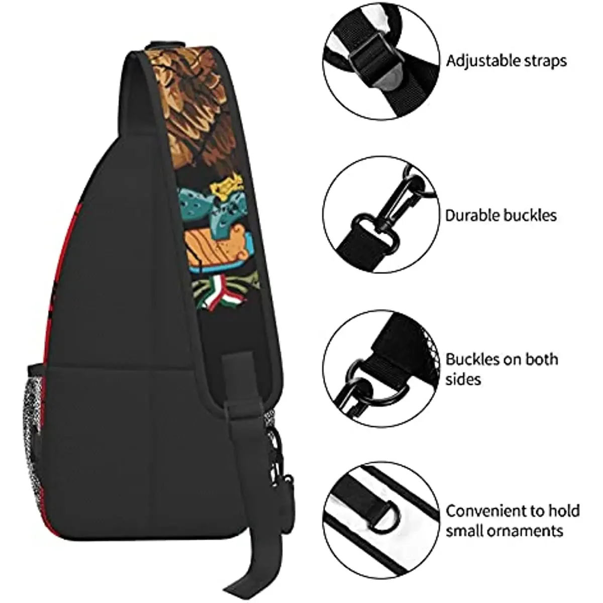 Mexico Flag Crack Chest Bags Crossbody Bag Daypacks for Hiking Sports for Teens Sling Bag Shoulder Backpacks