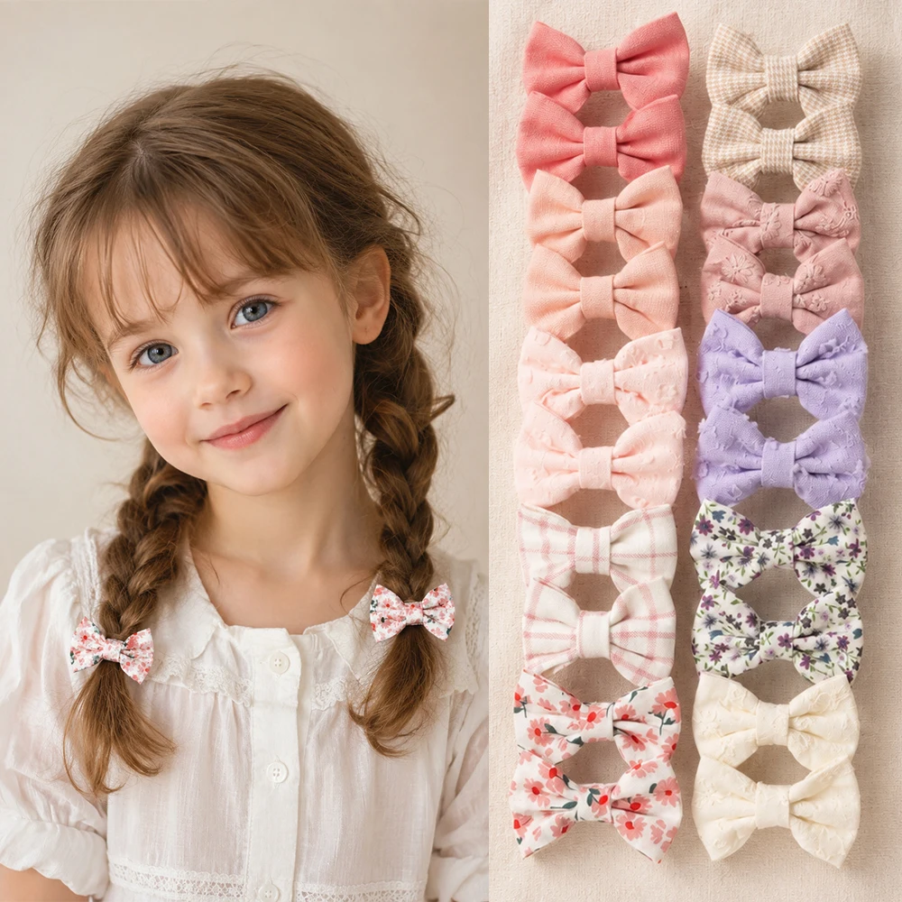1 ensemble de pinces à cheveux mignonnes en tissu imprimé avec nœuds, adaptées aux enfants et aux adolescents, pinces décoratives pour fêtes, accessoires pour cheveux de filles et de bébés, cadeaux