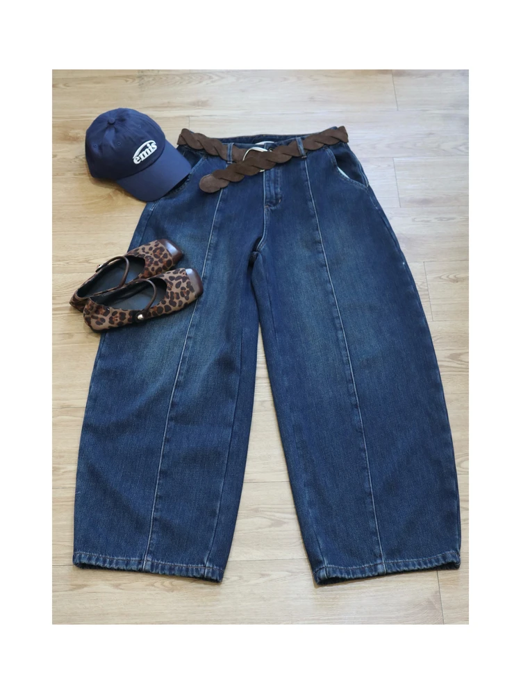 

Джинсы Westtiane American Style с широкими штанинами, утепленные флисом, винтажные, зимние, молодежные, свободного кроя, из хлопкового денима