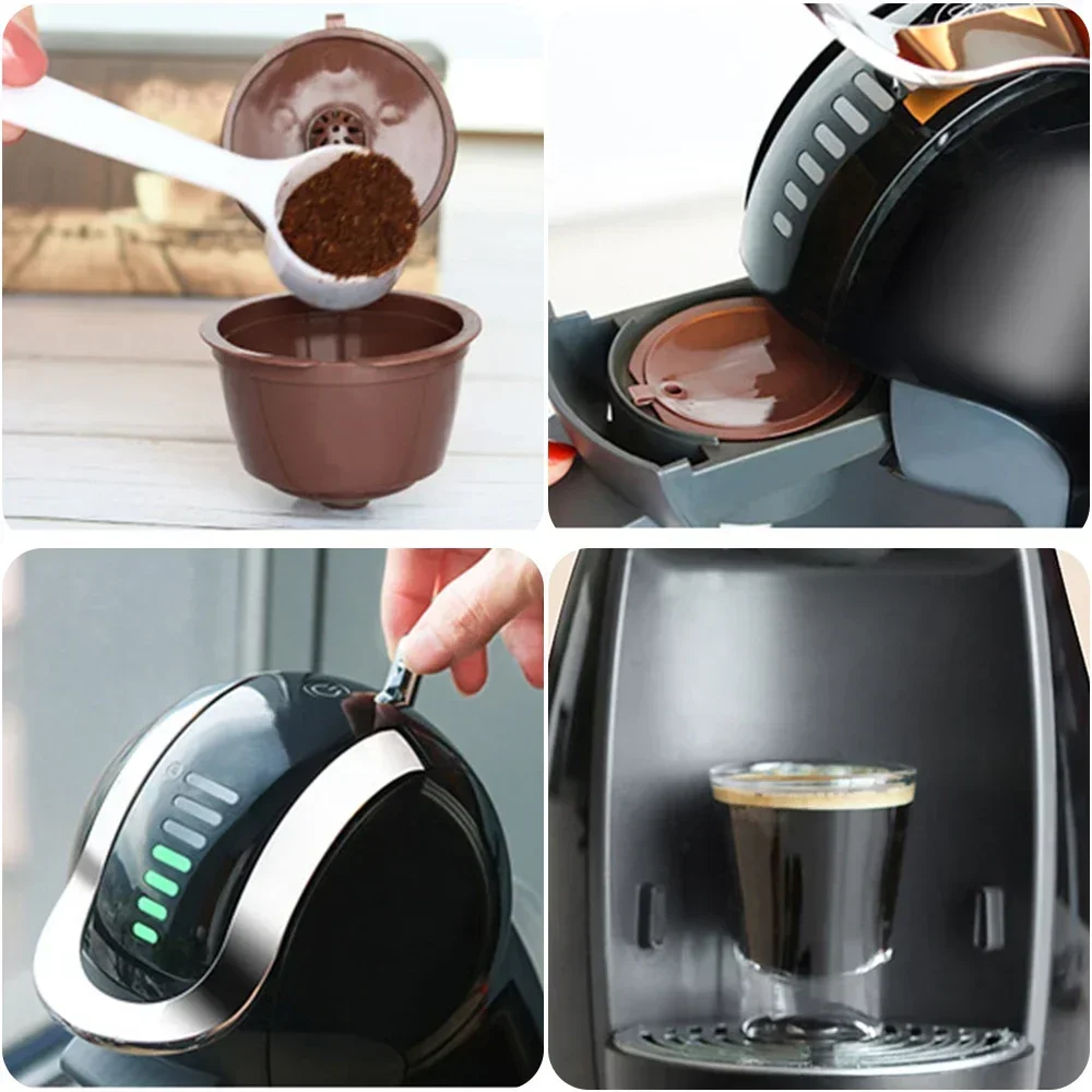 ถ้วยกรองแคปซูลกาแฟแบบเติมได้4/2/1ชิ้นสำหรับ Nescafe Dolce Gusto รีฟิลได้, ที่กรองกาแฟในครัว