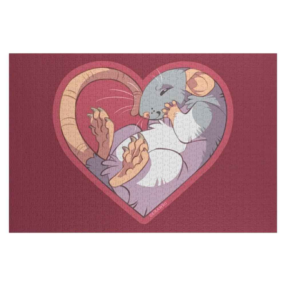 

Heart Rat: Hooded Gray Jigsaw Puzzle Wooden Animal Personalized Gift Ideas Photo Custom Puzzle