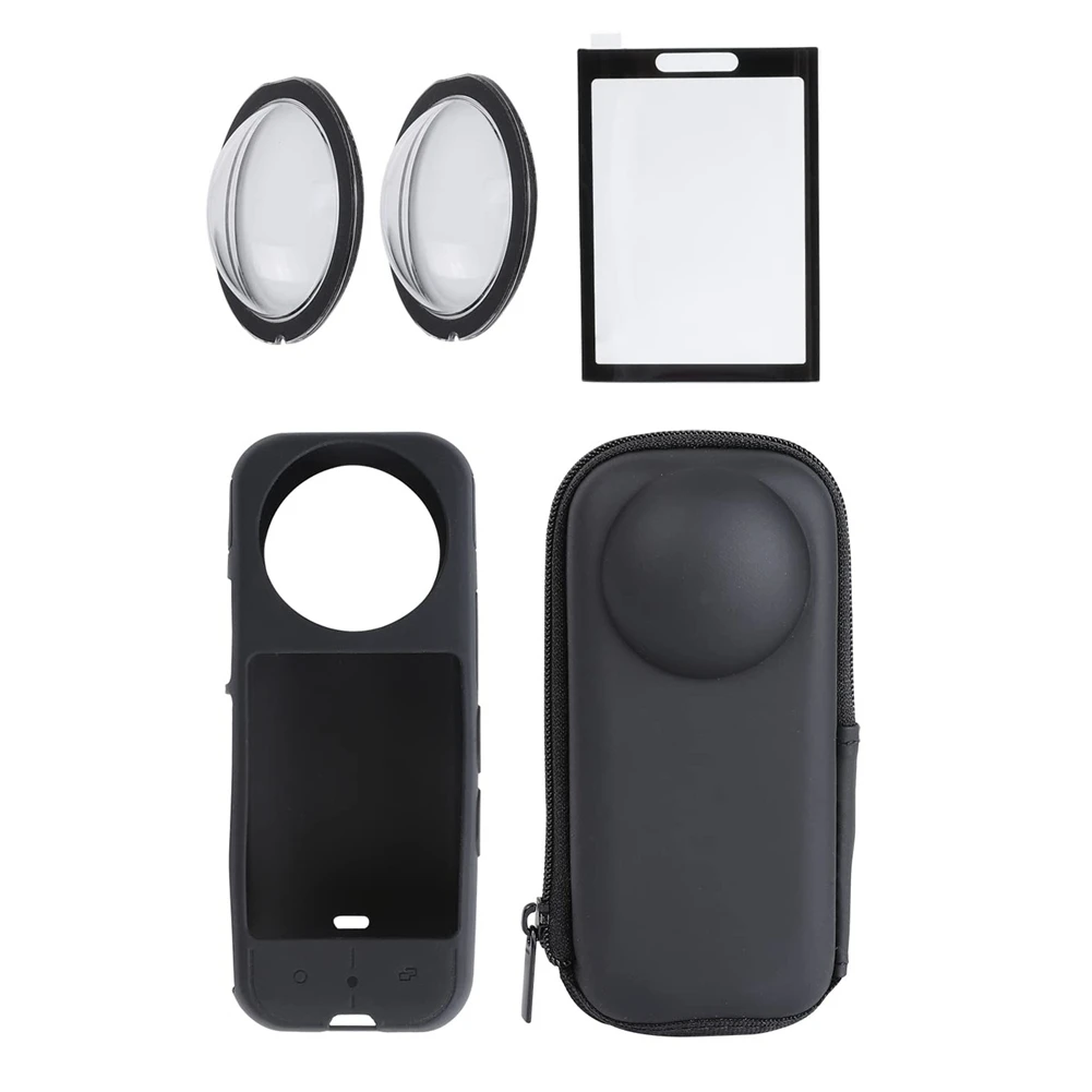 For Insta360 X3 Camera Protective Accessories Kit, Lens Guard/Silicone Protective Cover/Screen Protectors/Camera Case