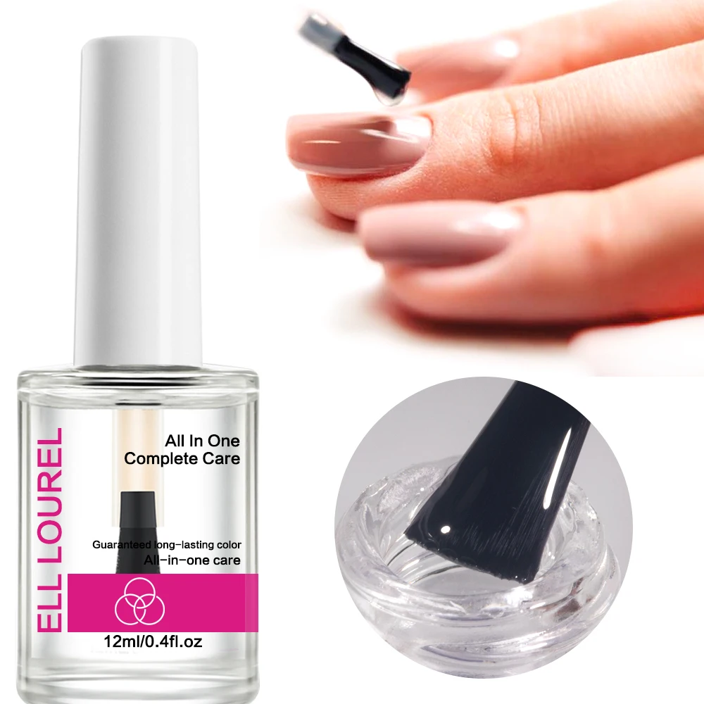 ELL LOUREL All In One Nail Strengthener Complete Care Repair Break Thin Nails Super Shine Regular Top Coat Finish Nail Hardener