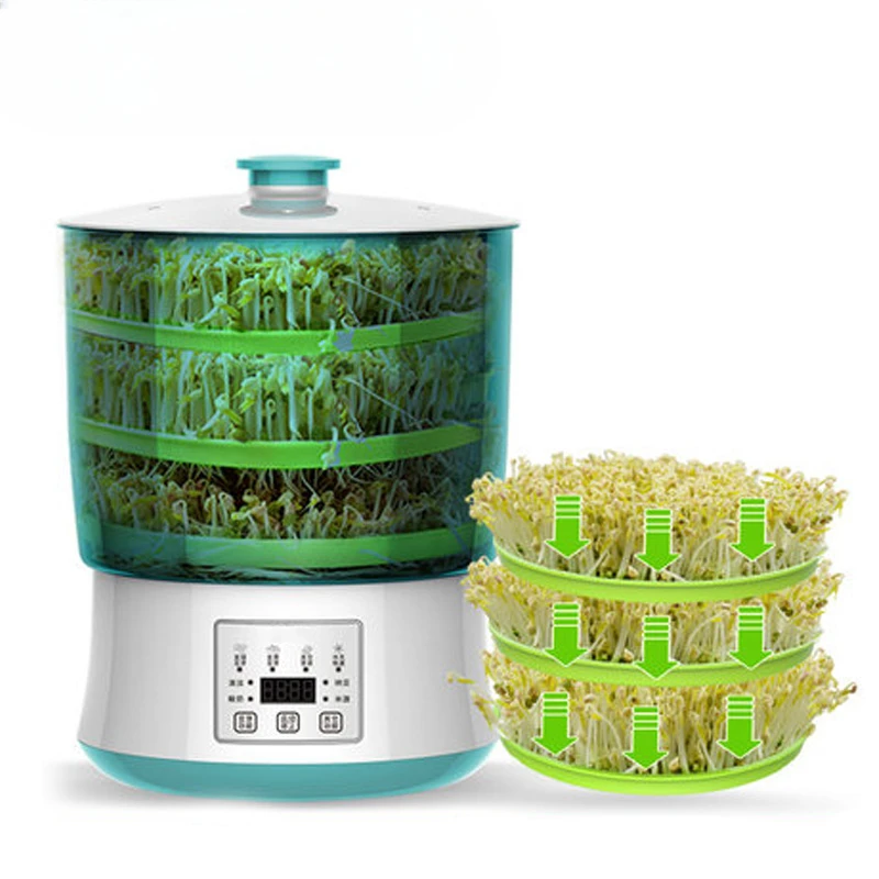 Electric Intelligence Bean Sprouts Maker Yogurt Machine Natto Rice Wine Green Seed Vegetable Seedling Growth Bucket 2/3 Layers