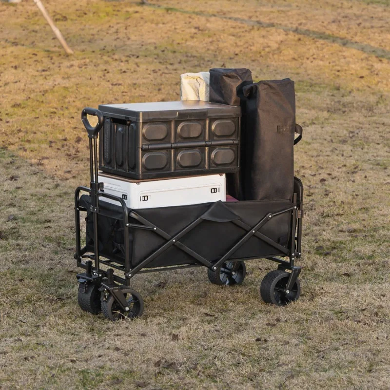 Chariot de camping-car portable avec roues, chariot de camping-car à main pliant, chariot de pique-nique extérieur aéré, porteur de charge