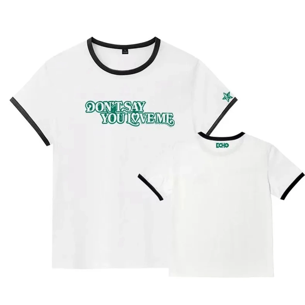 2026 Star Same T-Shirt PHOTO Jindont Say LOVE Me Printe Shirt Kpop Shirt Pullovers Women Korean Style Summer Oversized T-Shirt