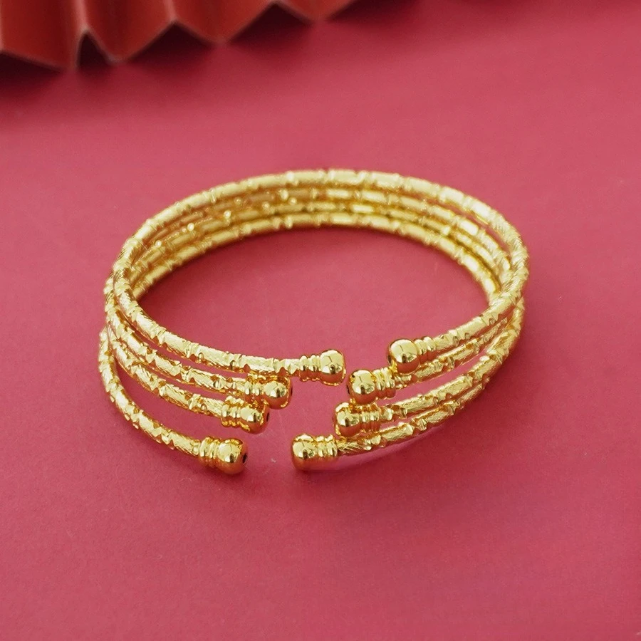9999 Gold Middle Eastern Lady Minimalist Bracelet Retro Fashion Open-ended Bracelet Set Suitable for Ladies' Wedding Decorations