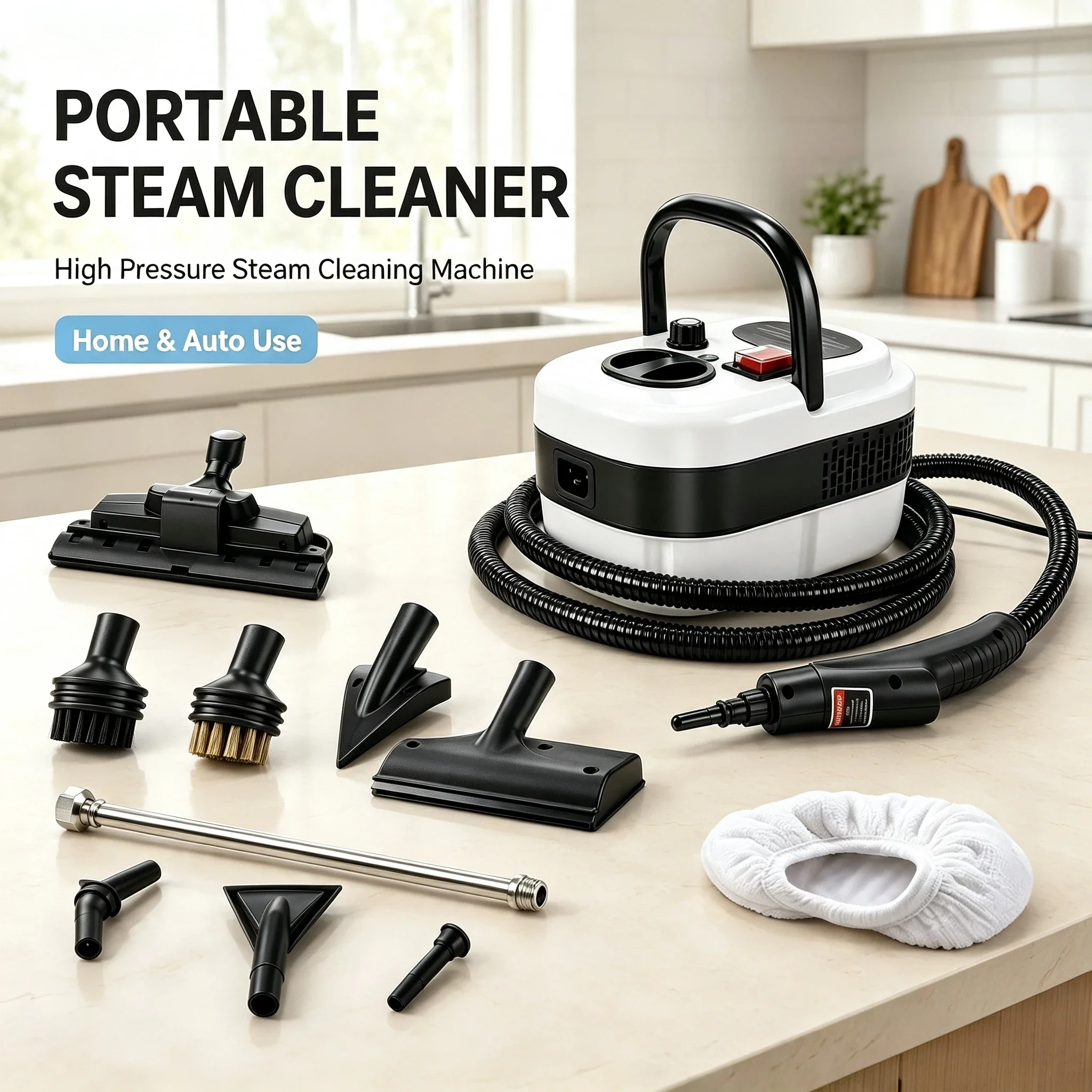 Portable High Pressure Steam Cleaner, High Temp Steam Cleaning Machine with Multi Nozzles for Kitchen
