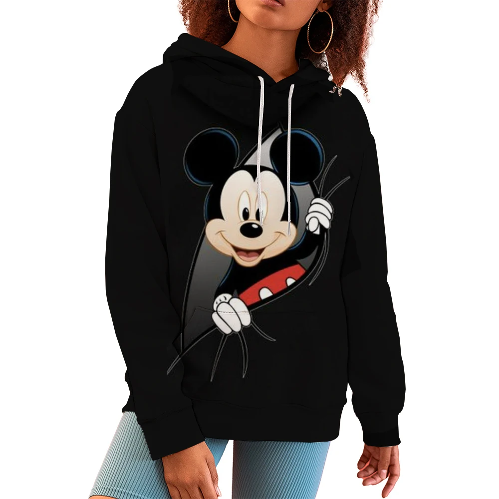 Autumn Mickey Mouse Printed Hoodie Women Fashion Korean Hooded Sweatshirts Woman Y2K Streetwear Loose Hoodies