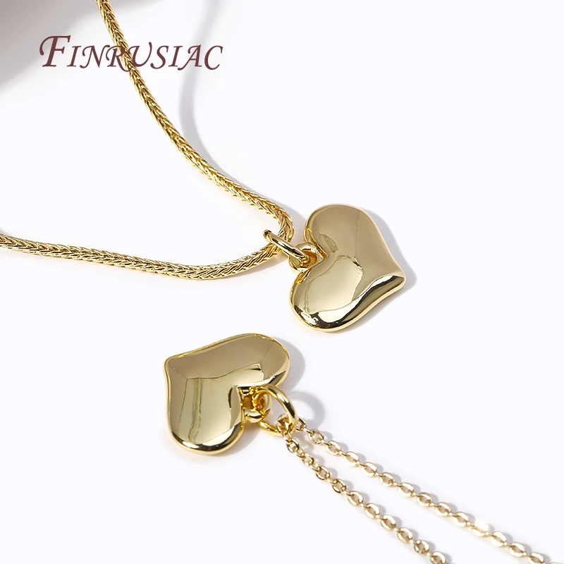 18K Gold Plated Heart Pendant For Necklace Making,High Quality Brass Metal Charms,Handmade DIY Jewelry Accessories Wholesale